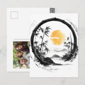 Abstrakt Moon Zen Bamboo Flow Feiertagspostkarte (Vorne/Hinten)
