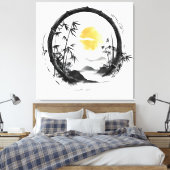 Abstrakt Moon Zen Bamboo Flow Leinwanddruck (Insitu (Schlafzimmer))