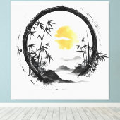 Abstrakt Moon Zen Bamboo Flow Leinwanddruck (Insitu (Holzboden))