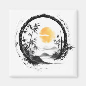 Abstrakt Moon Zen Bamboo Flow Magnet (Vorne)