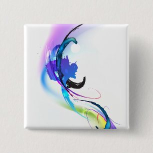 Abstrakt Morning Glory Paint Spritzers Button