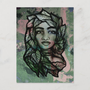 Abstrakt Mother Earth Gaia Goddess Green Hexe Postkarte