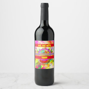 Abstrakt Multicolor Personalisiert Geburtstag Weinetikett