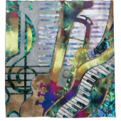 Abstrakt Music Art Collage - gemischte Medien #1 Duschvorhang (Vorderseite)