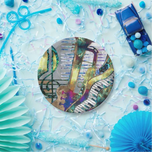 Abstrakt Music Art Collage - gemischte Medien #1 Pappteller (Party)