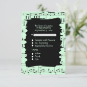 Abstrakt Music Black and Mint UAWG w Menü Auswahl RSVP Karte (Stehend Vorderseite)