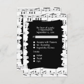 Abstrakt Music Black and White UAWG w Menü Auswahl RSVP Karte (Vorne/Hinten)