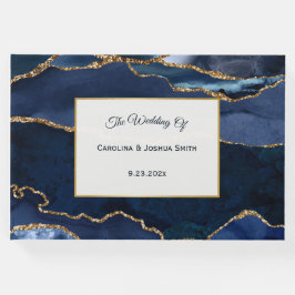 Abstrakt Navy Blue Agate Gästebuch
