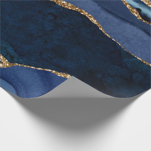 Abstrakt Navy Blue Agate Geschenkpapier (Ecke)