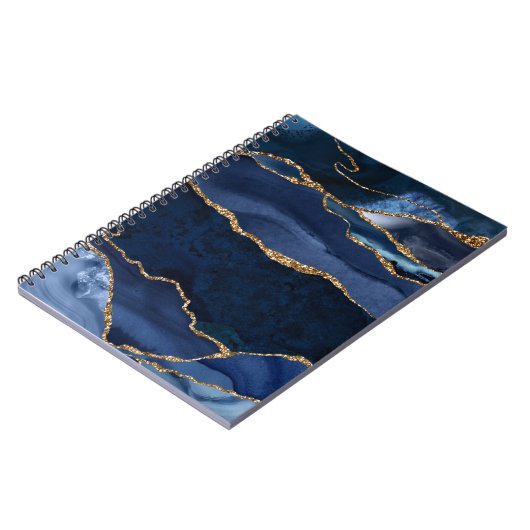 Abstrakt Navy Blue Agate Notizblock (Linke Seite)