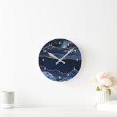 Abstrakt Navy Blue Agate Runde Wanduhr (Zuhause)
