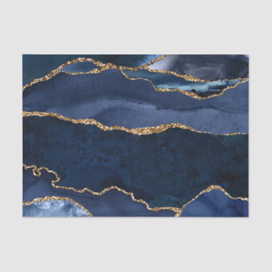 Abstrakt Navy Blue Agate Seidenpapier (Vorderseite)