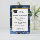 Abstrakt Navy Blue Agate Watercolor Abschluss Ankündigung (Stehend Vorderseite)