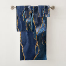Abstrakt Navy Blue Agate Watercolor