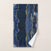 Abstrakt Navy Blue Agate Watercolor Badhandtuch Set (Handtuch)