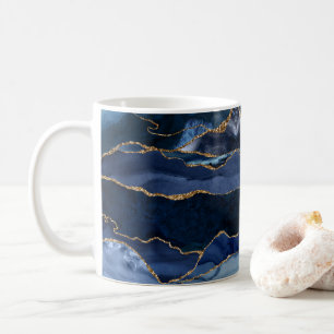 Abstrakt Navy Blue Agate Watercolor Kaffeetasse