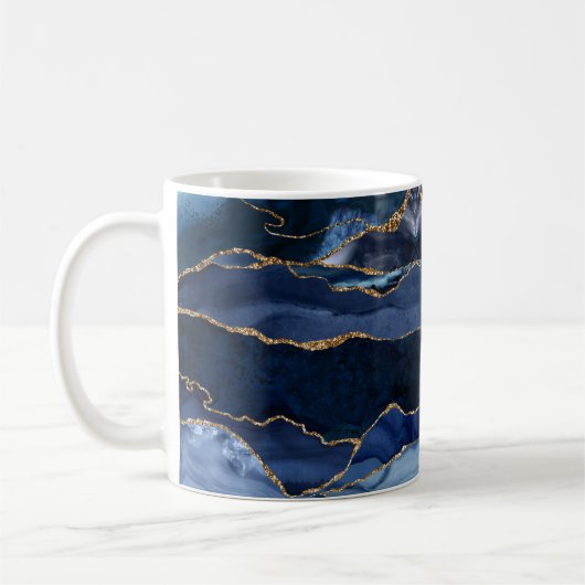 Abstrakt Navy Blue Agate Watercolor Kaffeetasse