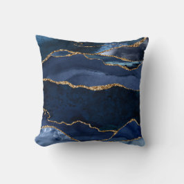 Abstrakt Navy Blue Agate Watercolor Kissen