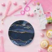 Abstrakt Navy Blue Agate Watercolor Pappteller (Party)