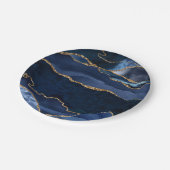 Abstrakt Navy Blue Agate Watercolor Pappteller (Schrägansicht)