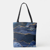 Abstrakt Navy Blue Agate Watercolor Tasche (Rückseite)