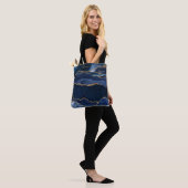 Abstrakt Navy Blue Agate Watercolor Tasche (Am Model)