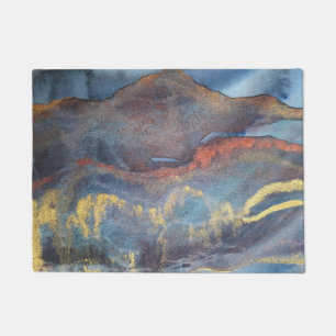 Abstrakt Navy Blue Gold Watercolor Elegante Modern Fußmatte