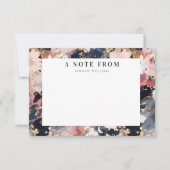 Abstrakt Navy & Blush Painted Bloral Personalisier Mitteilungskarte (Vorderseite)