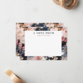 Abstrakt Navy & Blush Painted Bloral Personalisier Mitteilungskarte (Vorderseite/Rückseite Beispiel)