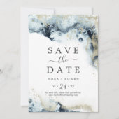 Abstrakt Navy Celestial Save the Date Card (Vorderseite)