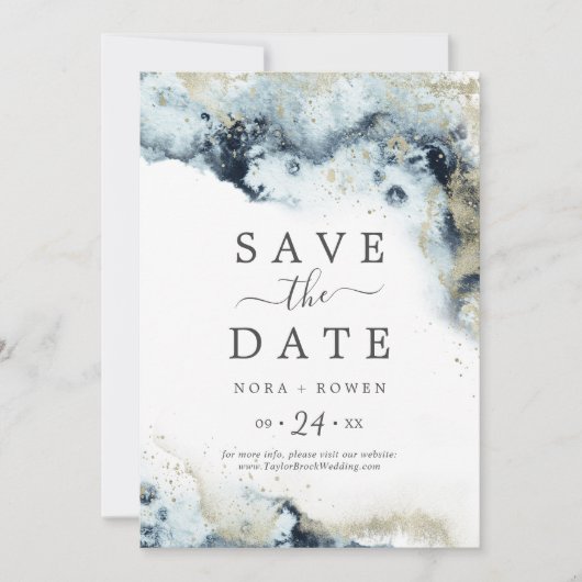 Abstrakt Navy Celestial Save the Date Card (Vorderseite)