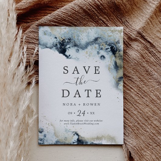 Abstrakt Navy Celestial Save the Date Card