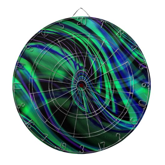 Abstrakt Neon Aqua N Blue Waves Dartscheibe (vorne)