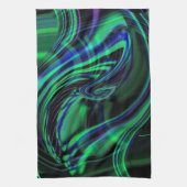 Abstrakt Neon Aqua N Blue Waves Geschirrtuch (Vertikal)