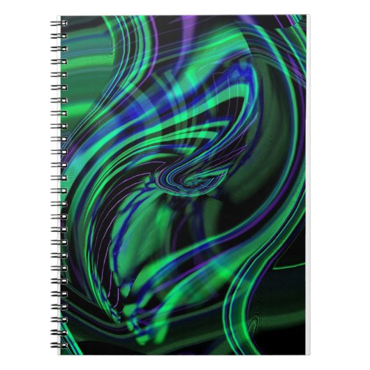 Abstrakt Neon Aqua N Blue Waves Notizblock (Vorderseite)