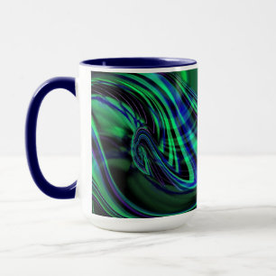 Abstrakt Neon Aqua N Blue Waves Tasse