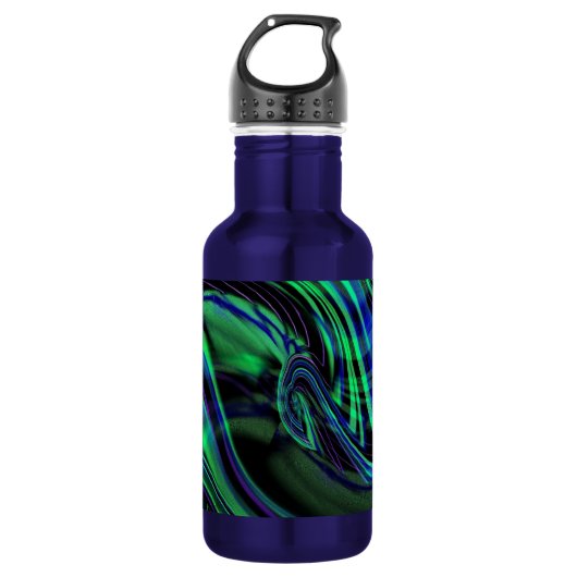 Abstrakt Neon Aqua N Blue Waves Trinkflasche (Vorderseite)