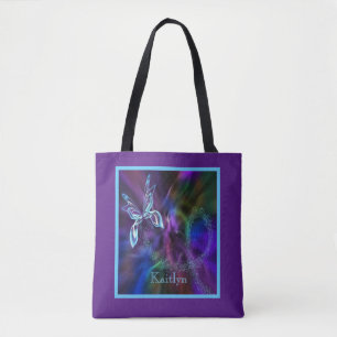 Abstrakt Neon Blue Lila Bright Butterfly Tasche