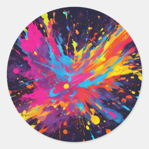 Abstrakt Neon Colorful Runder Aufkleber