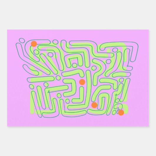 Abstrakt Neon Geschenkpapier Set (Vorderseite)