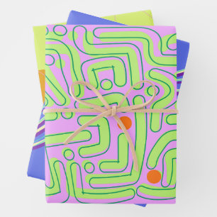 Abstrakt Neon Geschenkpapier Set