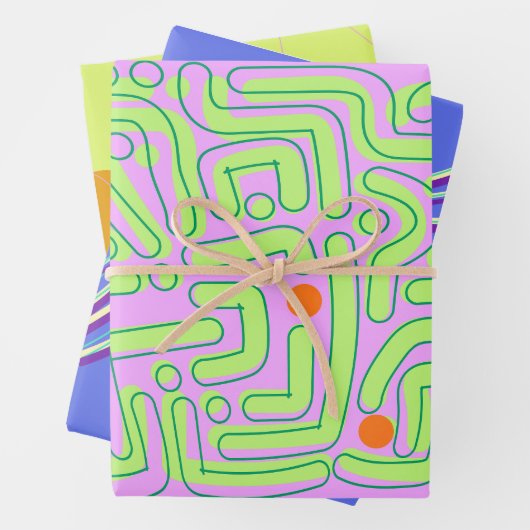 Abstrakt Neon Geschenkpapier Set (Beispiel)