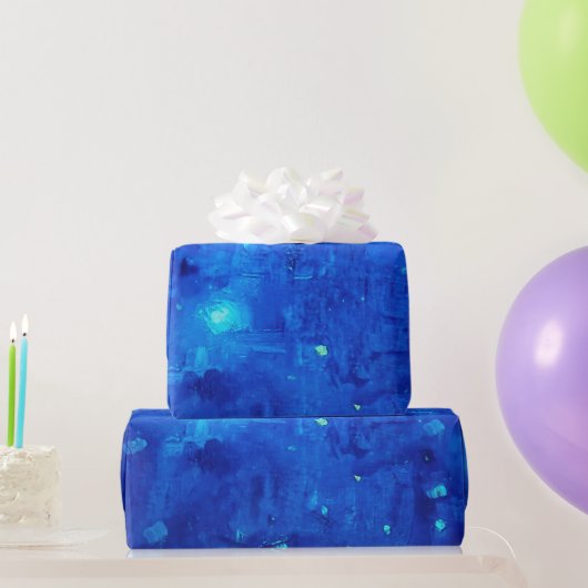 Abstrakt Neon Outer Space Blue Geschenkpapier (Partygeschenke)