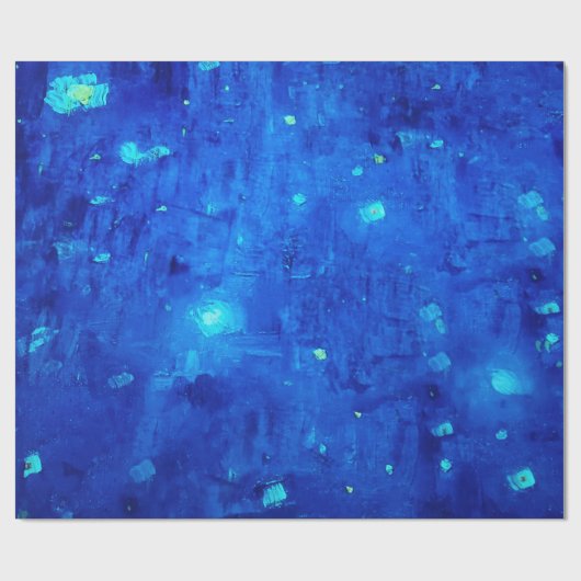 Abstrakt Neon Outer Space Blue Geschenkpapier (Flach)