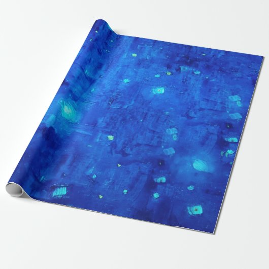 Abstrakt Neon Outer Space Blue Geschenkpapier (Ungerollt)