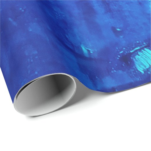 Abstrakt Neon Outer Space Blue Geschenkpapier (Rolleneckpunkt)