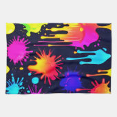 Abstrakt Neon Paint Tropfen Artwork Geschirrtuch (Horizontal)
