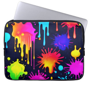 Abstrakt Neon Paint Tropfen Artwork Laptopschutzhülle