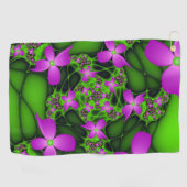Abstrakt Neon Pink Green Fraktal Art Blume Golfhandtuch (Horizontal)