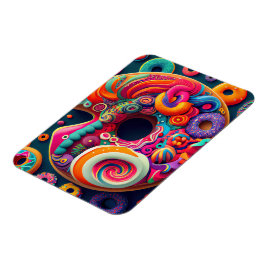 Abstrakt Neon Rainbow Donut Art Magnet